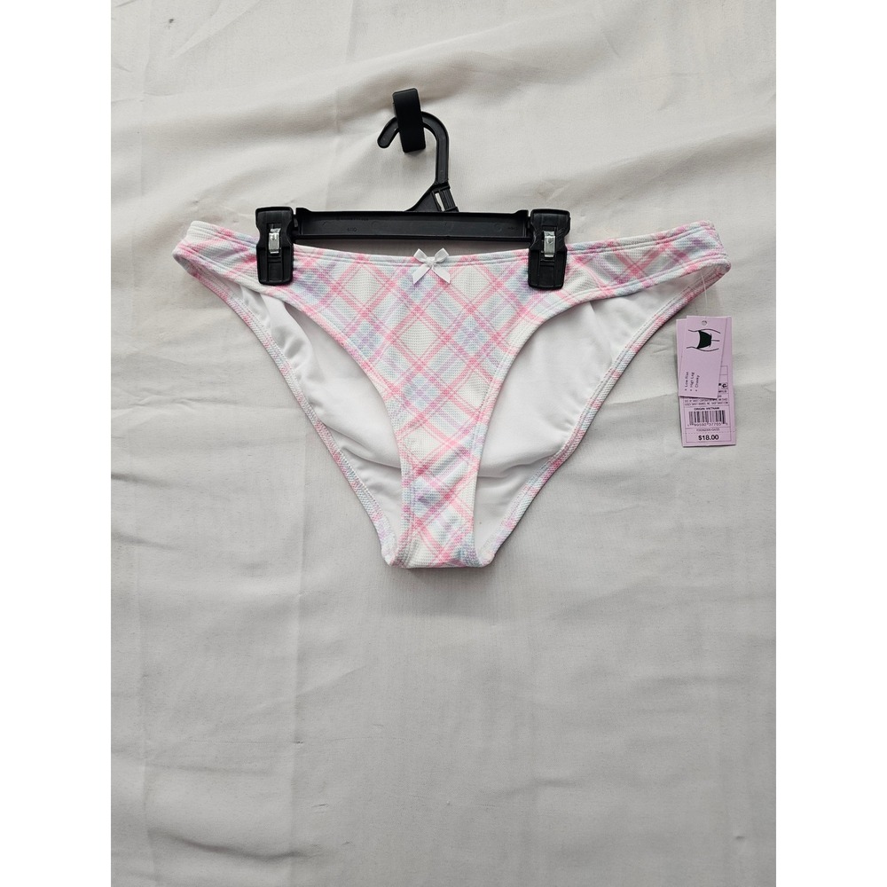 Wild Fable Womens Plaid Bikini Bottoms Pink Nylon Blend Size Large